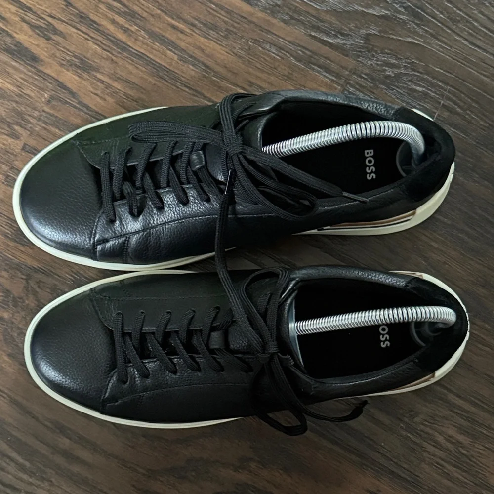 BOSS Men's Low Profile Leather Lace Up Sneaker
